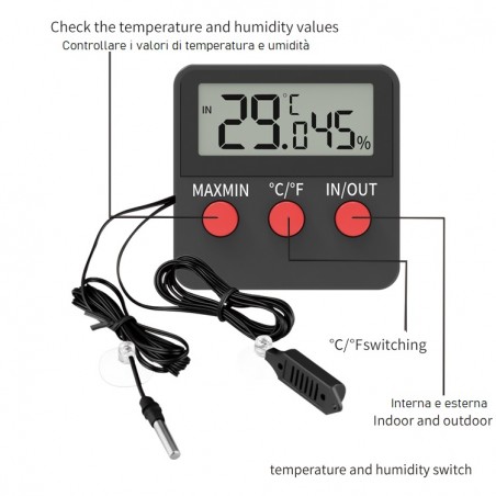 Reptile Nature Termoigrometro con doppia sonda Lcd Digitale